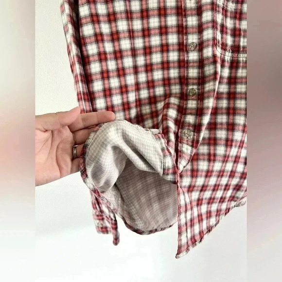 Eddie Bauer Classic Fit Red Plaid Check Collared Cotton Button Down Size Large - Picture 5 of 9